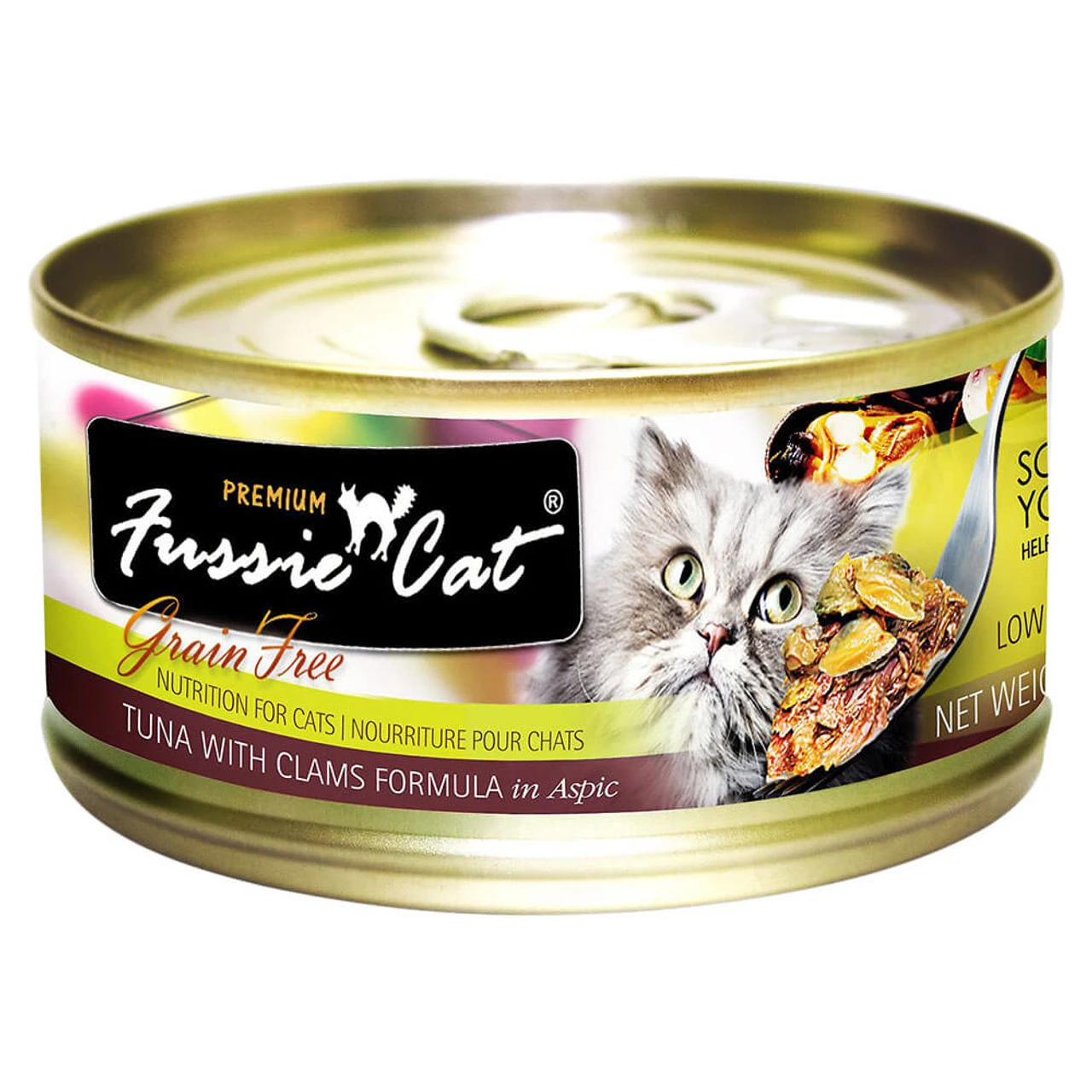 Fussie Cat Premium Tuna With Clams In Aspic 2.82oz CASE 1 Fussie Cat Premium Tuna With Clams In Aspic 2.82oz CASE